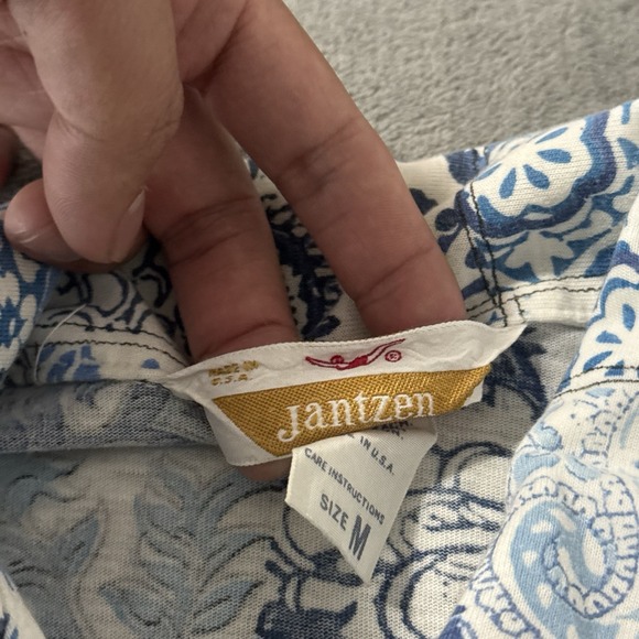 Vintage Jantzen USA Made Polo Shirt Men's Size Medium Geometric Vintage 70s 60s - Picture 5 of 8